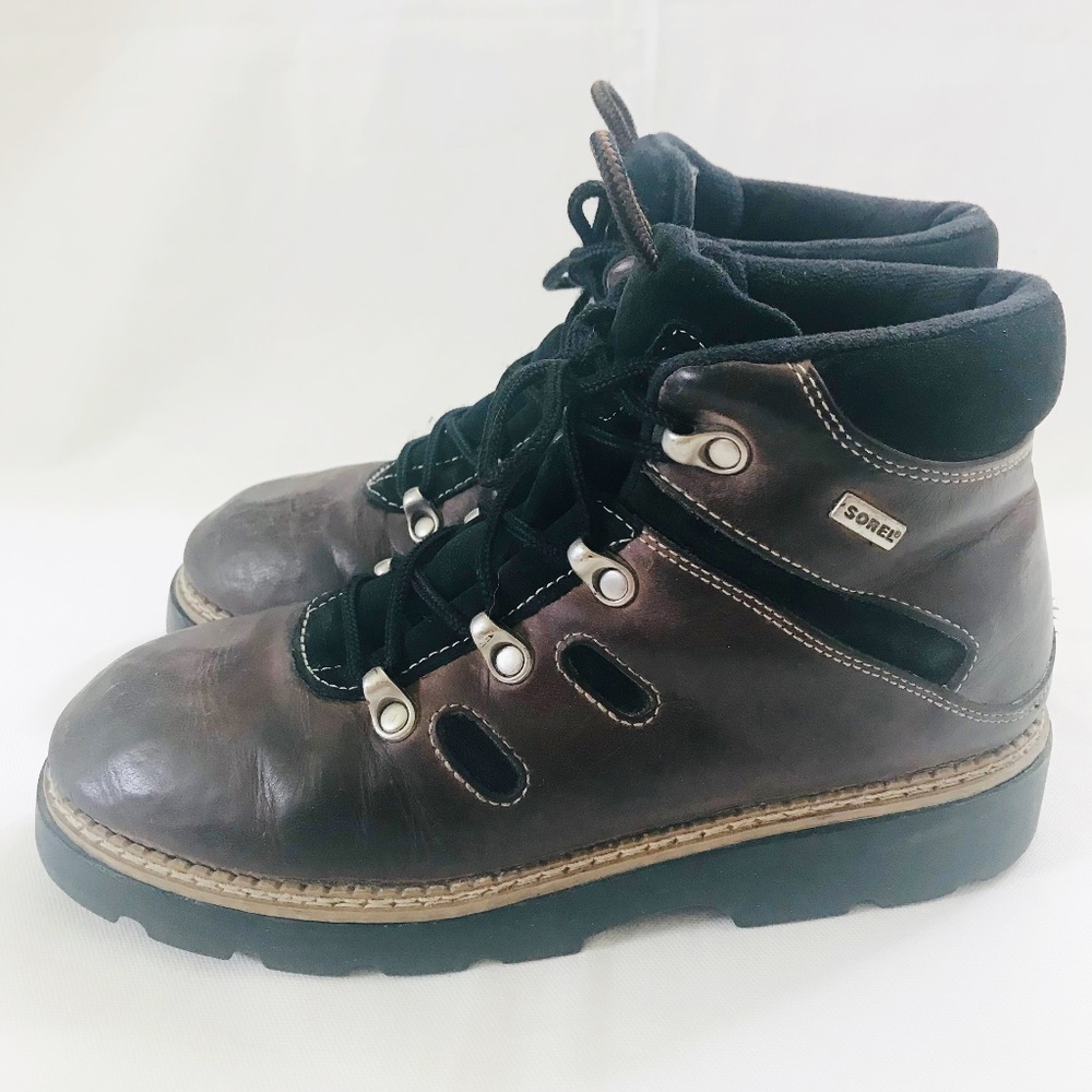 Sorel Lennox Lace Up Hiker Boots Leather 38 7